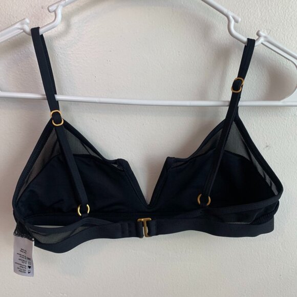 NWOT L*Space Black Ribbed & Mesh Sadie Bikini Top - Picture 6 of 10